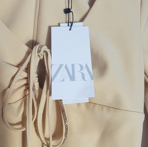 413- ZARA Women’s Long Sleeve Ruched Mini Dress – Size XS – NWT - Picture 3 of 13